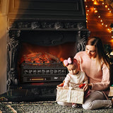 TURBRO Eternal Flame Infrared Electric Fireplace Logs, 23" Infrared Quartz, Remote Control Fireplace Insert Log Heater, Realistic Lemonwood Ember Bed, Thermostat, Timer, 1500W Black TURBRO