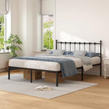 Kujielan Queen Size Bed Frame with Modern Headboard, Metal Platform Bed Base with Strong Support, No Box Spring Needed, Easy Assembly, Noise Free，Black Kujielan