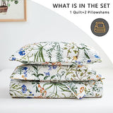 Jarson Floral Quilt Set King Size,3-Piece Lightweight Spring Summer Country Bedspread,Reverisible Patchwork Botanical Flowers Bedding Set(1 Coverlet & 2 Pillow Shams) Jarson