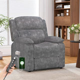 EROMMY Electric Recliner Chair, Oversized Power Recliner with USB Charging Port & Side Pockets, Heavy Duty Corduroy Reclining Sofa Chair, Wide Seat Living Room Chair for Adults, Dark Grey