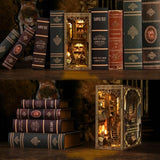 THRIVINGIVAN Book Nook Kit for Adult Miniature Model Build Dollhouse Kit 3D Wooden Puzzle with Sensor Led Light for Bookshelf Bookend Decor Adults Teen Craft(Classical Book Collection Room), 1Pack