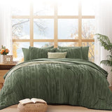 WRENSONGE Queen Comforter Set with Sheets - 7 Pieces Olive Green Tufted Bed in a Bag Queen Shabby Chic Bedding Sets with 1 Comforter, 2 Sheets, 2 Pillowcases & 2 Shams WRENSONGE
