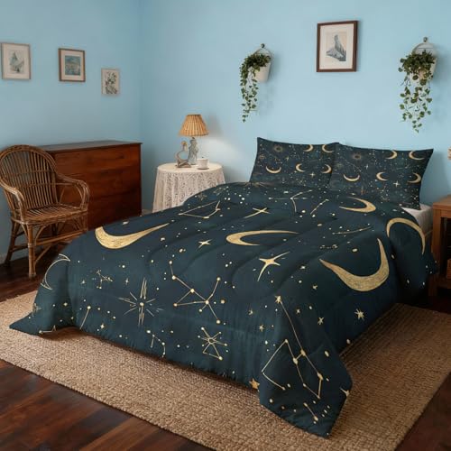 Constellation Comforter Twin & Twin XL Size, Celestial Tarot Galaxy Comforter All Season Down Alternative Twin & Twin XL, Constellation Bedroom Decor Duvet with Pillowcase Generic
