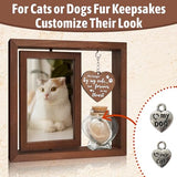 Dog Memorial Gifts for Loss of Pet - Rotating Wooden Frame for 4x6 Photo & Fur Hair Jar - Sympathy Gift for Pet Bereavement, Remembrance Keepsake - Rainbow Bridge Gift for Dog Lovers & Cat Lovers