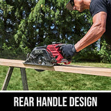 SKIL 2x20V PWR CORE 20 Brushless 7-1/4” Rear Handle Circular Saw Kit Includes Two 5.0Ah Batteries and Dual Port Auto PWR Jump Charger-CR5429B-20, Red Skil