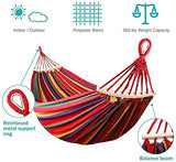 Outerman 275 x 155 cm Camping Hammock, Hammocks Thickened Canvas Fabric with 550lb Load Capacity, Two Anti Roll Balance Beam and Sturdy Metal Knot Tree Straps for Travel, Beach, Backyard etc. Outerman