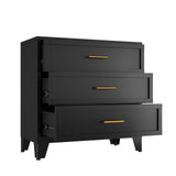 KAIFAM Metal Dresser, Black Small Dresser for Bedroom, 34.25" H Dressers & Chests of Drawers, 3 Drawer Dressers for Living Room, Entryway, Hallyway (Black, 3 Drawers) KAIFAM