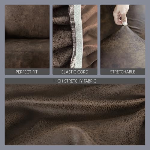 molasofa Leather Like Stretch Futon Slipcover Armless Futon Bed Sofa Cover Furniture Protector with Elastic Bottom, Soft and Washable Futon Cover for Sofa Bed Stay in Place（Larger，Dark Brown） molasofa
