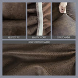 molasofa Leather Like Stretch Futon Slipcover Armless Futon Bed Sofa Cover Furniture Protector with Elastic Bottom, Soft and Washable Futon Cover for Sofa Bed Stay in Place（Larger，Dark Brown） molasofa