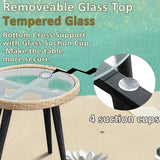 WenHaus 3 Piece Patio Bistro Sets, Outdoor Wicker Furniture Set, All-Weather Rattan Chairs Conversation Set with Cushions Round Table for Garden,Balcony,Backyard,Porch,Deck-Beige WenHaus