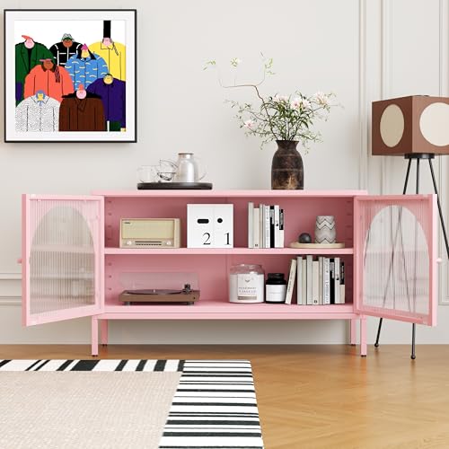Fumedo Metal Storage Cabinet with Doors and Shelves,2 Door TV Stand,Accent Cabinet，Metal Locker&Sideboard Buffet Cabinet&Bookshelf&Cupboard for Home,Office,Living Room Fumedo