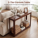 Giantex 47" Wood Console Table, 2-Tier Mid Century Modern Entryway Table w/Storage Shelf, Narrow Sofa Table w/Solid Rubber Wood Frame, Behind Couch Table for Hallway, Living Room, Foyer Giantex