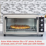 BLACK+DECKER 8-Slice Extra Wide Convection Toaster Oven, Fits 9"x13" Oven Pans and 12" Pizza, Bake, Toast, Broil, and Keep Warm Functions, Countertop Compact Design with Stainless Steel Finish BLACK+DECKER