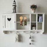 Qivzixamjr Hanging Display Shelf Organizer, Wall Mounted Curio Cabinet with Hooks, Wooden Collection Storage Rack, Floating Countertop Display Rack for Living Room, Bedroom, Kitchen (Antique White) Qivzixamjr