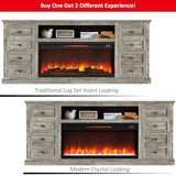 Unineo 70'' Fireplace TV Stand for up to 80'' Tvs with Drawer, Large Storage Tv Console Cabinet w/ 36'' Electric Fireplace, Media Entertainment Center for Living Room/Bedroom, Light Rustic Oak Unineo
