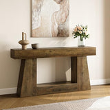 LITTLE TREE 63" Farmhouse Console Table with Storage, Rustic Sofa Table for Entryway, Narrow Long Sofa Table Behind Couch, Console Table for Living Room, Hallway—Versatile Storage Solution, Oak LITTLE TREE