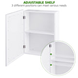 RELAX4LIFE Bathroom Medicine Cabinet with Mirror - Bathroom Wall Cabinet w/Single Door & Adjustable Shelf, Wood Mirrored Storage Cabinet Organizer, Recessed Bathroom Cabinet Wall Mount (White) RELAX4LIFE