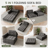 DSNAPE 35" Folding Sofa Bed, 5-in-1 Convertible Sleeper Chair Floor Mattress with Removable Armrest, Boneless Couch in a Box Fold Out Futon Lounge Chair Bed for Dorm Bedroom Small Space - Grey, Single DSNAPE