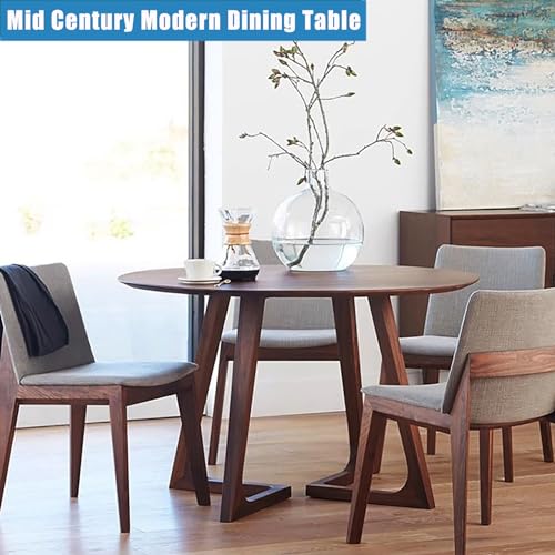 Mid Century Modern Dining Table,Farmhouse Round Dining Table,Solid Wood Kitchen & Dining Room Tables,Small Pedestal Desk Table Wooden Leisure Coffee Table for 2,4 People(24" L x 24" W x 24" H, Brwon) Lebolna