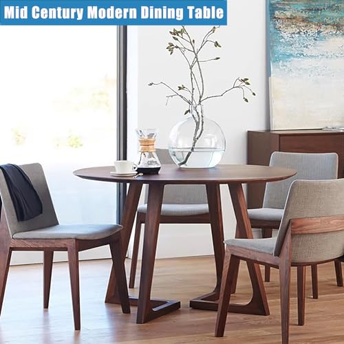 Mid Century Modern Dining Table,Farmhouse Round Dining Table,Solid Wood Kitchen & Dining Room Tables,Small Pedestal Desk Table Wooden Leisure Coffee Table for 2,4 People(24" L x 24" W x 24" H - WoodArtSupply