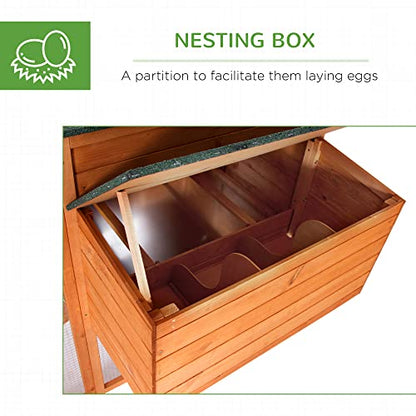 PawHut 64" Large Wooden Chicken Coop Kit With Outdoor Run And Nesting Box - WoodArtSupply