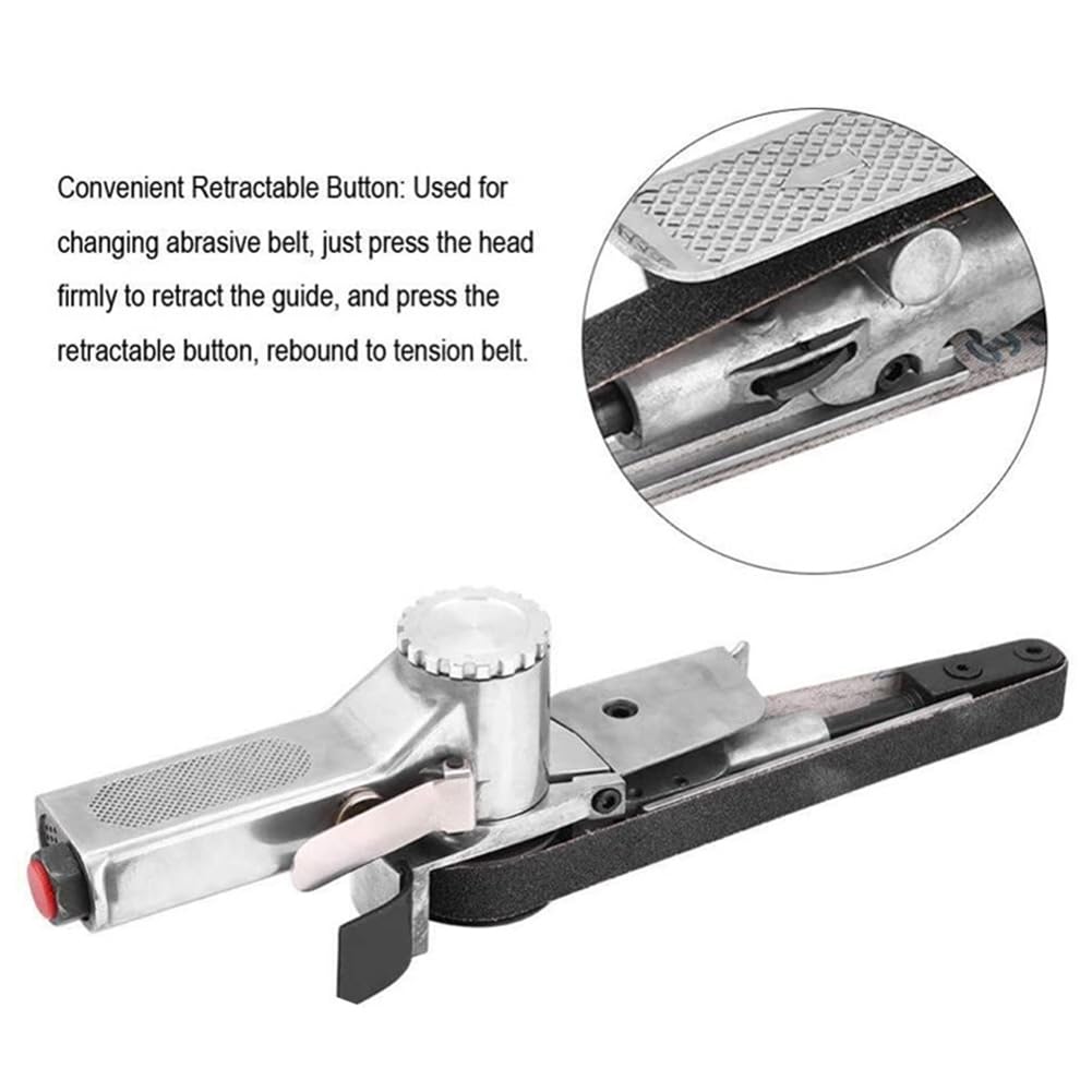 Mini Air Belt Sander, Pneumatic Handheld Angle Grinder Tool for Wood Metal Sanding Grinding (330x10mm) LSLANSOON