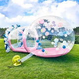 10FT Inflatable Bubble House Dome for Kids, Clear PVC Inflatable Bubble House Tent with Tunnel, Bubble Balloon House with Air Blower, 600W Air Pump for Party (Pink, 10FT) Gaonala