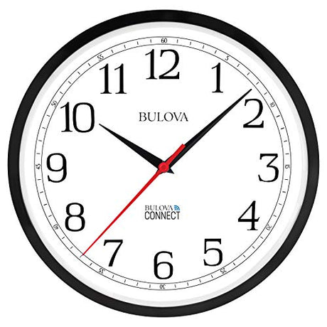 Bulova Precision Connect Wall Clock C5000, 12.5", Black and White Bulova