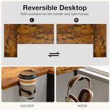 Muvai 71 Inch L Shaped Standing Desk Adjustable Height with Cable Management Tray,Gaming Electric Corner Standing Desk, Sit Stand Computer Table with Reversiable Splice Board, Rustic Brown Muvai