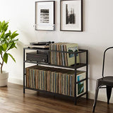 Crosley Furniture Provo Console Record Player Stand with Storage for Vinyl Records, Matte Black/Brown Crosley Furniture