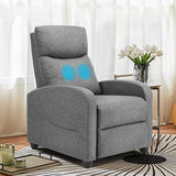 Sweetcrispy Massage Recliner Chair for Adults, Adjustable Home Theater Seating with Lumbar Support for Living Room, Modern Fabric Reclining, Grey