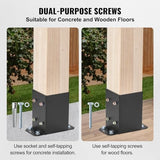 VEVOR 4x4 Post Base 10 Pcs, Inner Size 3.6"x3.6" Post Base Brackets, Heavy Duty Powder-Coated Post Anchor Matte Black Wood Post Brackets for Pavilion Deck Railing Support Deck Base Plate VEVOR