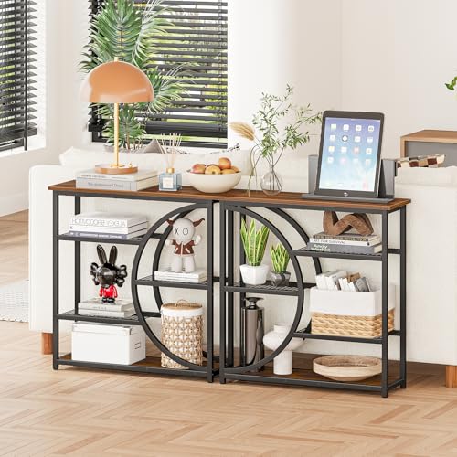 Snughome Entryway Table, Narrow Console Table, Industrial Sofa Table with 5 Tier Storage Shelves, Entrance Table for Hallway, Behind The Couch, Living Room, Foyer Snughome
