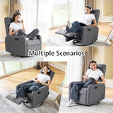 Jocisland Swivel Rocking Chair, Nursery Glider Recliner Chairs for Adults, Rocker for Living Room Bedroom, Comfy Upholstered Modern Nursing Reclining Single Sofa, Grey Linen (No Side Pockets)