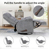 CANMOV Swivel Rocker Recliner for Adults,Glider Rocking Reclining Chair for Nursery,Manual Recliner Chair with Overstuffed Back and Arms for Living Room Bedroom Nursery,Grey