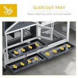 PawHut 65" Wooden Rabbit Hutch, Guinea Pig Hutch, Pet Playpen with Openable Roof, Bunny House Enclosure with Wheels, Storage Box, Slide-Out Tray, Ramp for Small Animals, Gray PawHut