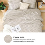 Litanika Queen Comforter Set with Sheets Beige - 7 Pieces Bed in a Bag Queen Chevron Tufted Complete Bedding Sets with Comforter, Sheets, Pillowcases & Shams Litanika