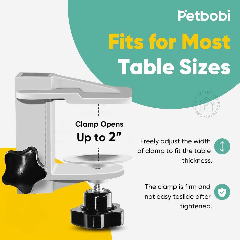 Petbobi Dog Grooming Arm with Clamp and Dual No Sit Haunch Holders, Height Adjustable 18 to 32 inches, Strong Stainless Steel Foldable Pet Grooming Table Arm Overhead for Small Pets Petbobi