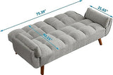 ERYE 75-Inch Tufted Upholstered Futon Sofabed Linen Loveseat Sofa Bed with Adjustable Backrest and Pillows for for Bedroom Living Room, Modern Convertible Futon Sleeper Bed ERYE