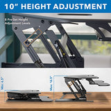 Mount-It! Corner Standing Desk Converter | Height Adjustable 43” Wide Desktop | Corner Stand Up Desk with Gas Spring Handle | Stand Up Computer Workstation with Ergonomic Keyboard Tray | Black Mount-It!