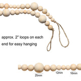 2PCS 86in Christmas Wood Bead Garland, Creative Wooden Beads Garland for Christmas Valentine‘s Day Decor, Farmhouse Wall Home Rustic Country Natural Holiday Decoration Hanging Prayer Beads Abitoncc