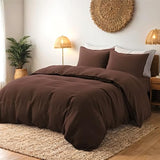 FEDALI HOME Cocoa Brown Duvet Cover Queen Size - Extra Cozy Bedding - 160 GSM Ultra Soft Duvet Cover Set with 2 Pillow Shams - 3 Pieces - Comforter Not Included