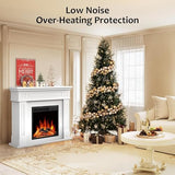43 Inch Fireplace TV Stand with Mantel - Electric Fireplace Heater, Wooden Entertainment Center, Adjustable LED Flame, Freestanding (750W/1500W),Cream ZAFRO