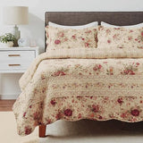 Greenland Home Antique Rose Full/Queen Quilt Set, Ecru Greenland Home Fashions
