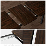 Feonase 5-Piece Dining Table Set for 4-8 People, 63" Extendable Kitchen Table Set with 2 Benches and 2 Square Stools, Dining Room Table with MDF Wood Board, Easy Clean, Dark Brown Feonase