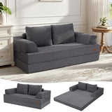 COMAX Convertible Sofa Bed, Folding Floor Couch Corduroy Fold Out Couch Bed Futon Sleeper Mattress with Pillows, Boneless Sofa Comfy Lounge Loveseat for Living Room Bedroom, Grey COMAX
