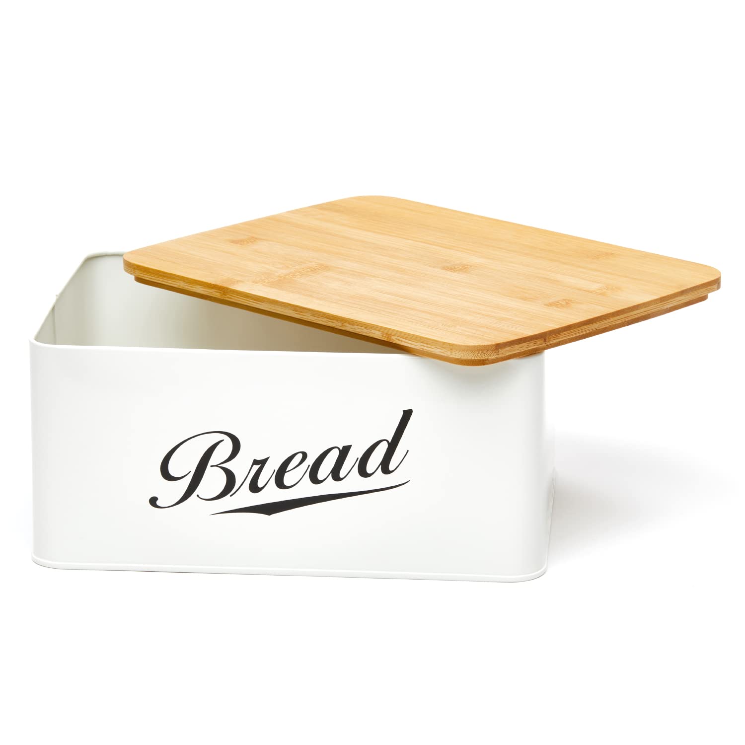 RoyalHouse Modern Metal Bread Box with Bamboo Cutting Board Lid