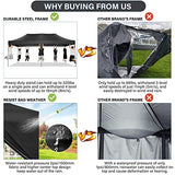 COBIZI 10x20 Pop Up Canopy Without Sidewall,Heavy Duty Canopy UPF 50+ All Season Wind Waterproof Commercial Outdoor Wedding Party Tents for Parties Canopy Gazebo with Roller Bag(10 x 20 ft Black) COBIZI
