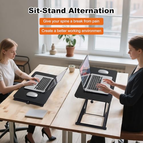 Raathionty Standing Desk Converter Adjustable Height,Keyboard Riser for Stand Up Desk Riser,Computer Keyboard Stand for Desktop,Ergonomic Sit Stand Computer Workstations Black Size 23.6 Inch Raathionty