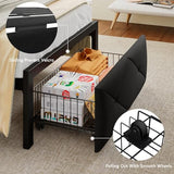 iPormis Twin Bed Frame with Storage Drawers, Linen Upholstered Headboard Platform Bed with Charging Station, No Box Spring Needed, Metal Slats Support, Noise-Free, Easy Assembly, Black iPormis